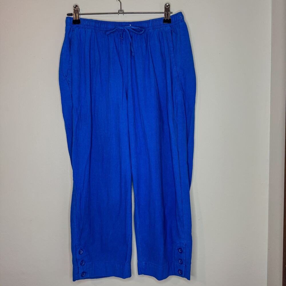 Cathy Daniels Cobalt Royal Blue Cotton Elastic Waist Tapered Crop Pants Medium